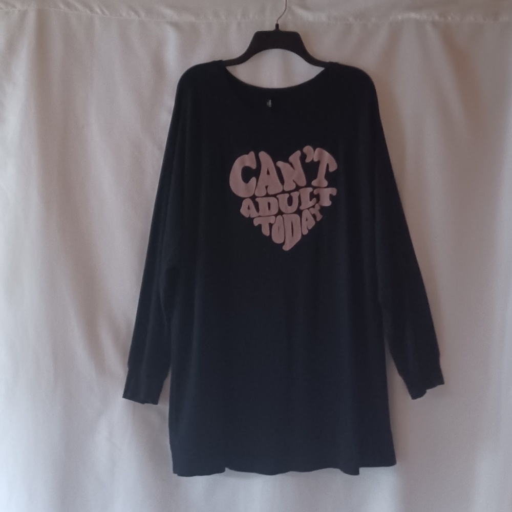 Torrid Super Soft Fleece Black Can't Adult Sleep Tunic Sweatshirt Size 2X